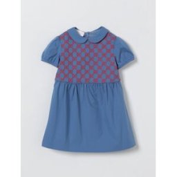 Gucci Abito in cotone stretch con motivo GG Blue Taglia 12M