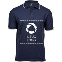 VistaPrint Polo elasticizzata Luxury Tee Jays® con dettagli a doppia riga con stampa monocolore