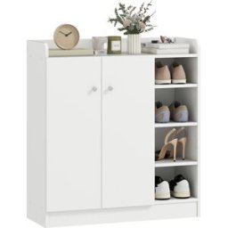 Homcom Armadio Scarpiera Bianca Salvaspazio e Moderna in Legno per 12 Paia di Scarpe Aosom