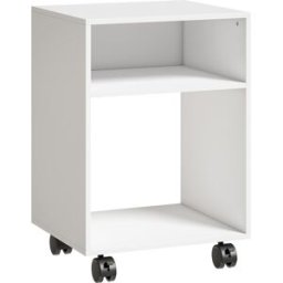 Homcom Mobile Porta Stampante in Legno con Ruote a Freno e 2 Scomparti Aperti, 40x35x55 cm, per Ufficio Studio, Bianco Aosom Italy