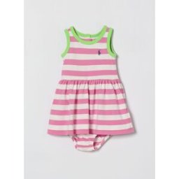 Ralph Lauren Abito in jersey di cotone a righe con coulotte Fuxia Taglia 18M