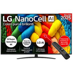 LG NanoCell AI 65NANO81A6A TV LED, SMART TV, 65 ", Processore a7 Gen8 4K con AI, Charcoal Black, Classe F