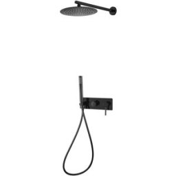 Aquapro KIT DOCCIA INCASSO ACQUAPRO KENZIA NERO CON PIASTRA CON MISCELATORE 2 VIE E PRESA ACQUA