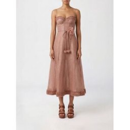 Zimmermann Abito Luna midi in tulle con stampa floreale Fuxia Taglia 3