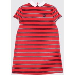 Gucci Abito mini in misto viscosa a righe Rosso Taglia 10
