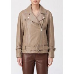 Pinko Giacca biker di pelle Beige Taglia 38