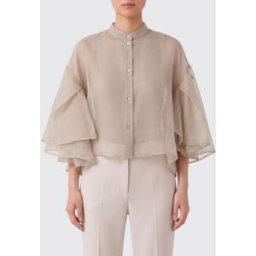 Max Mara Blusa a cappa in seta Beige Taglia S