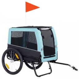 Pawhut Rimorchio per bicicletta pieghevole con riflettori di sicurezza, guinzaglio, per cani di taglia media fino a 20 kg 143 x 70 x 90 cm Azzurro chiaro Aosom Italy