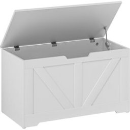 Homcom Cassapanca contenitore, panca contenitore con coperchio ribaltabile e cerniere di sicurezza, 80 x 40 x 45 cm, bianco Aosom Italy