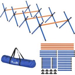 Pawhut Set Agility per Cani, kit 4 pezzi con ostacoli, borsa da trasporto, set di allenamento con altezza regolabile per cani piccoli Aosom Italy