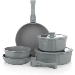 KASANOVA Batteria 9 pezzi Eaziclip grigia con manici staccabili