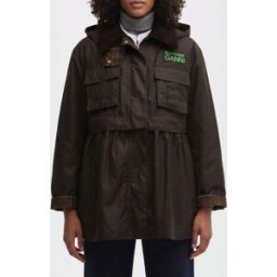 Barbour Giacca Cerata con Dettagli in Tartan x Ganni Verde Taglia 10
