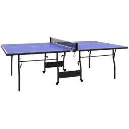 Sportnow Tavolo da ping-pong pieghevole con rete e 3 palline, Misura media e piano 12mm, 274x152,5x76 cm, Blu Aosom Italy
