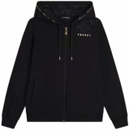 Freddy Felpa Palestra Leggera Cappuccio e Dettagli Floreali Nero Donna XS