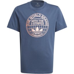 ADIDAS ORIGINALS t-shirt logo back blu bambino 7-8 Anni