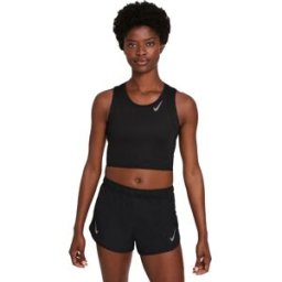 Nike Crop Top Running Fast Nero Reflective Argento Donna XS