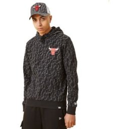 New Era Felpa Nba Aop Bulls Nero Rosso Uomo L