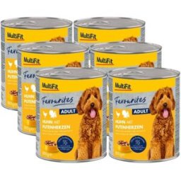 Kit Risparmio 6x800g Multifit Favourites Dog Lattina POLLO CON CUORI DI TACCHINO