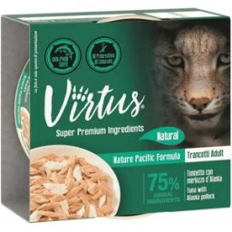 Virtus Natural Cat Lattina Multipack 48x70G TONNETTO CON MERLUZZO D'ALASKA