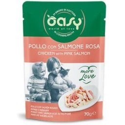 Oasy Cat More Love Busta Multipack 24x70G POLLO CON SALMONE ROSA