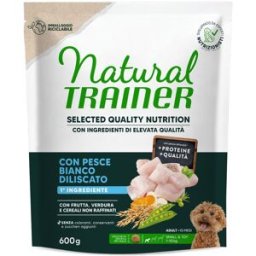 Natural Trainer Selected Quality Cane Small & Toy con Pesce Bianco 600GR