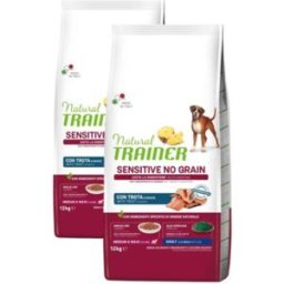 Kit Risparmio 2x12KG Natural Trainer Sensitive No Grain Dog Medium Maxi Trota TROTA