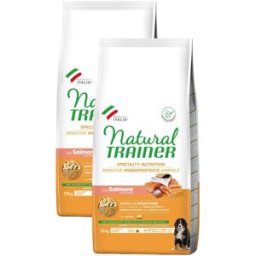Kit Risparmio 2x12KG Natural Trainer Sensitive No Gluten Puppy Medium&Maxi SALMONE