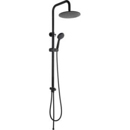 Aquapro COLONNA DOCCIA ACQUAPRO SHATI 3 GETTI NERA SOFFIONE ABS Ø 250 mm ASTA TELESCOPICA