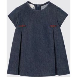 Gucci Abito di jeans con fiocco Web Blue Taglia 18M