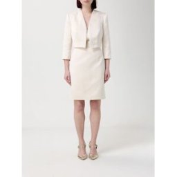 Elisabetta Franchi Abito in duchesse con giacca crop Burro Taglia 48