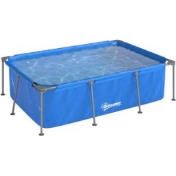Outsunny Piscina Rettangolare con Struttura Metallica e Pompa Filtrante, 260x181x67 cm, Blu Aosom Italy