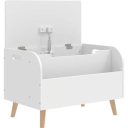 Aiyaplay Cassapanca porta giocattoli per bambini, cassapanca porta giocattoli, coperchio ribaltabile e scomparto aperto, 60x40x43cm, bianco Aosom Italy