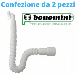 Bonomini Tubo di Scarico Jolly Flex con Attacco Curvo Varie Dimensioni 1"1/4 1"1/2 Confezione da due pezzi