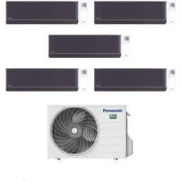 Panasonic Climatizzatore Penta Split Etherea Dark 9+9+9+12+18 con CU-5Z90TBE Inverter R-32 Wi-Fi Classe A++
