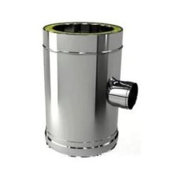 Raccordo a T 90° per Doppia Parete Ridotto con Attacco DN 80 in Acciaio Inox Ø 250/300 mm per Canne Fumarie