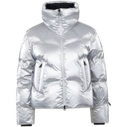 Sportalm Giacca da sci da donna in piumino con look metallizzato alla moda grigio chiaro 42