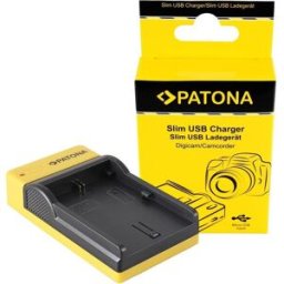 Patona Caricabatterie micro USB Canon LP-E6 (Caricabatterie per fotocamere), Alimentatore fotocamera, Nero, Giallo