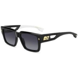 Dsquared2 D2 0143/s 807/9o – Occhiali Da Sole Neri Con Dettagli Oro E Design Geometrico
