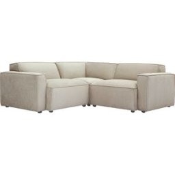 Miliboo Divano angolare modulabile 3 posti in tessuto effetto velluto testurizzato beige SPLIT
