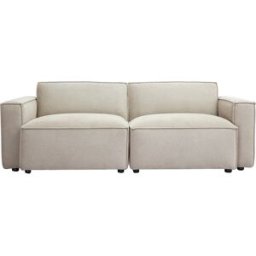 Miliboo Divano modulare 3 posti in tessuto effetto velluto testurizzato beige SPLIT
