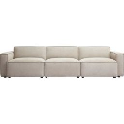 Miliboo Divano modulabile 4 posti in tessuto effetto velluto testurizzato beige SPLIT