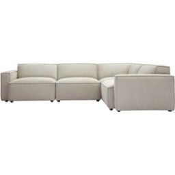 Miliboo Divano angolare modulabile 5 posti in tessuto effetto velluto texturizzato beige SPLIT