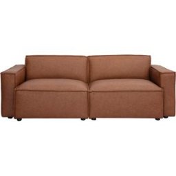 Miliboo Divano modulabile vintage 3 posti in pelle marrone SPLIT
