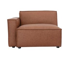 Miliboo Modulo d'angolo sinistro per divano in pelle marrone SPLIT