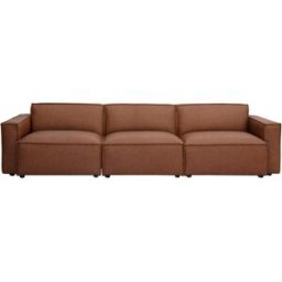 Miliboo Divano modulabile vintage 4 posti in pelle marrone SPLIT