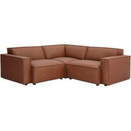 Miliboo Divano angolare modulabile vintage 3 posti in pelle marrone SPLIT