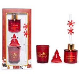 - Profumatore Natalizio kit diffusore candela e 3 tealight vaniglia e frutti rossi