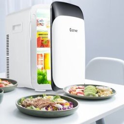 Costway Mini frigorifero 2 in 1 compatto 15 L, Mini frigo portatile per auto a semiconduttore per bevande