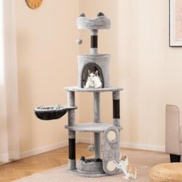 Costway Alto albero per gatti con grande torre multi-iivello e tiragraffi in sisal, Moderno albero attività con condominio giocattoli
