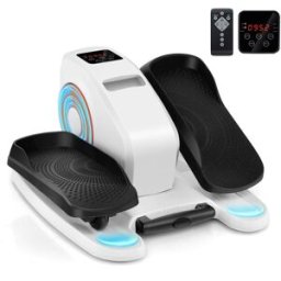 Costway Macchina ellittica da scrivania con monitor display controllo remoto, Pedaliera elettrica silenziosa per anziani Bianco